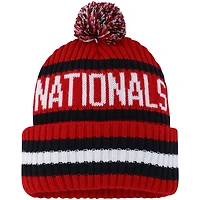 Bonnet en tricot Bering à revers pour homme '47 Red Washington Nationals avec pompon