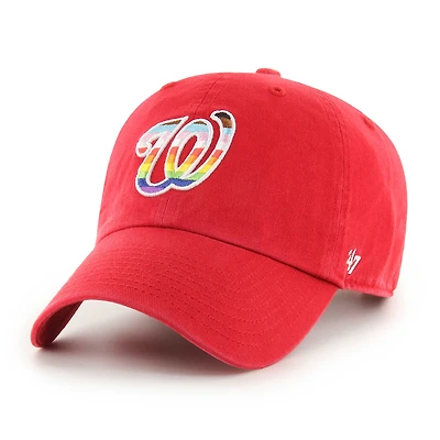Men's '47  Red Washington Nationals Team Pride Clean Up Adjustable Hat