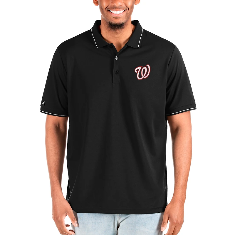 Polo Affluent noir Antigua pour homme des Nationals de Washington, grandes tailles et