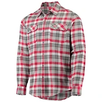 Men's Antigua Red/White Washington Nationals Ease Flannel Button-Up Long Sleeve Shirt