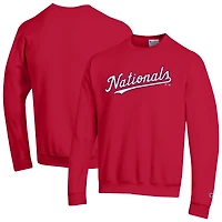 Sweat-shirt Champion rouge Washington Nationals Powerblend Wordmark pour homme