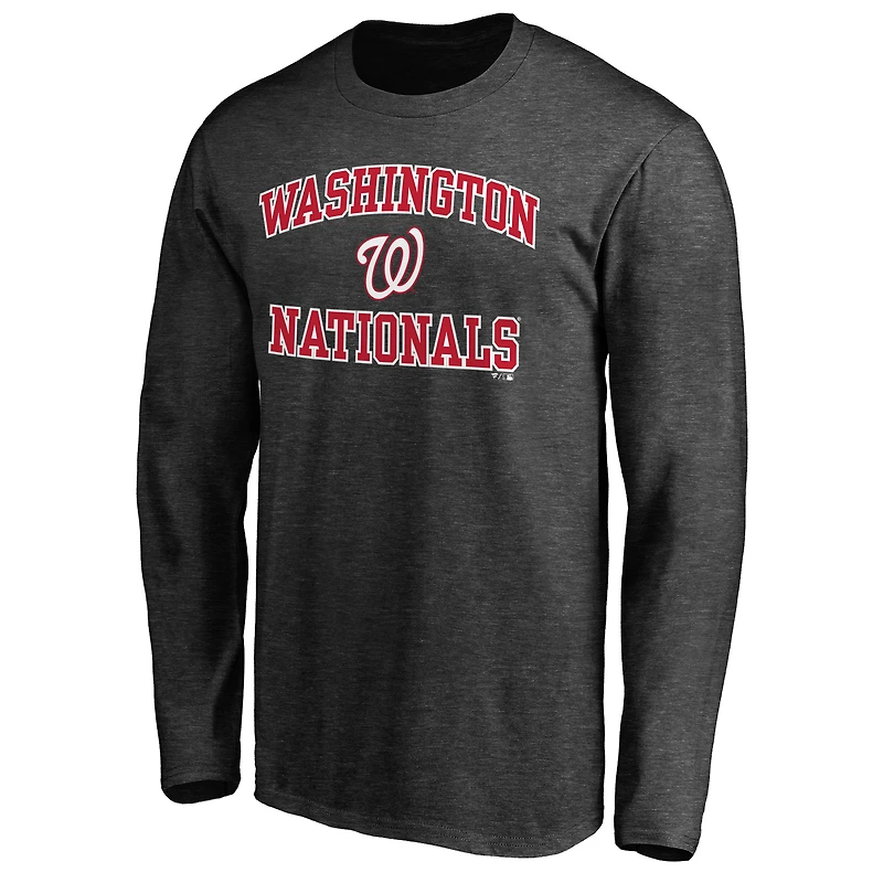 Men's Charcoal Washington Nationals Heart & Soul Long Sleeve T-Shirt
