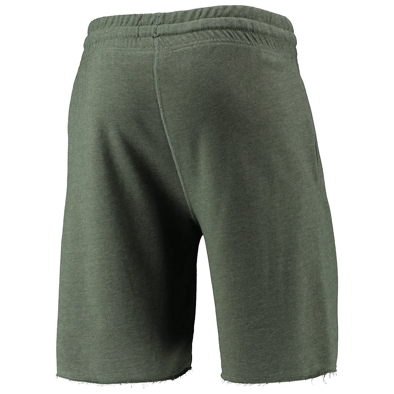 Men's Concepts Sport Heathered Green Washington Nationals Mainstream Logo Terry Tri-Blend Shorts
