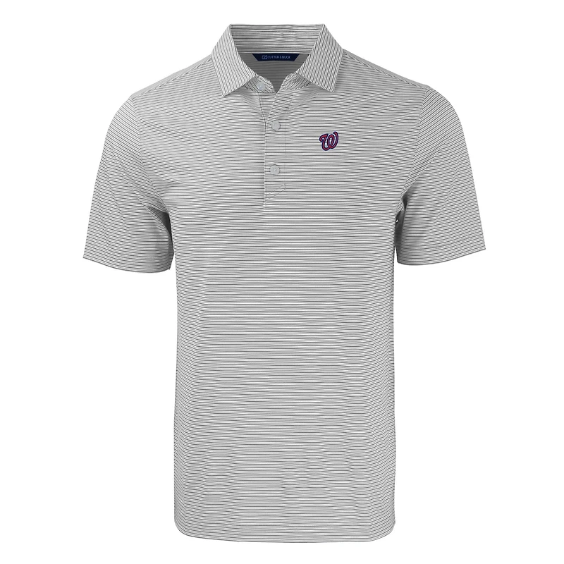 Men's Cutter & Buck Gray/White Washington Nationals Forge Eco Double Stripe Stretch Recycled Polo