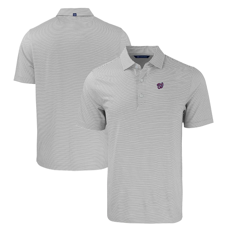 Men's Cutter & Buck Gray/White Washington Nationals Forge Eco Double Stripe Stretch Recycled Polo