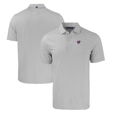 Men's Cutter & Buck Gray/White Washington Nationals Forge Eco Double Stripe Stretch Recycled Polo