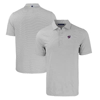 Men's Cutter & Buck Gray/White Washington Nationals Forge Eco Double Stripe Stretch Recycled Polo
