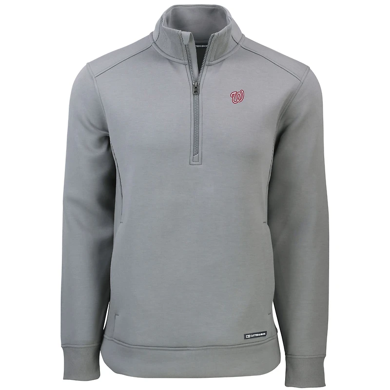 Men's Cutter & Buck  Gray Washington Nationals Roam Eco Recycled Quarter-Zip Pullover