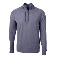Men's Cutter & Buck Heather Navy Washington Nationals Big Tall Adapt Eco Knit Stretch Recycled Quarter-Zip Pullover Top