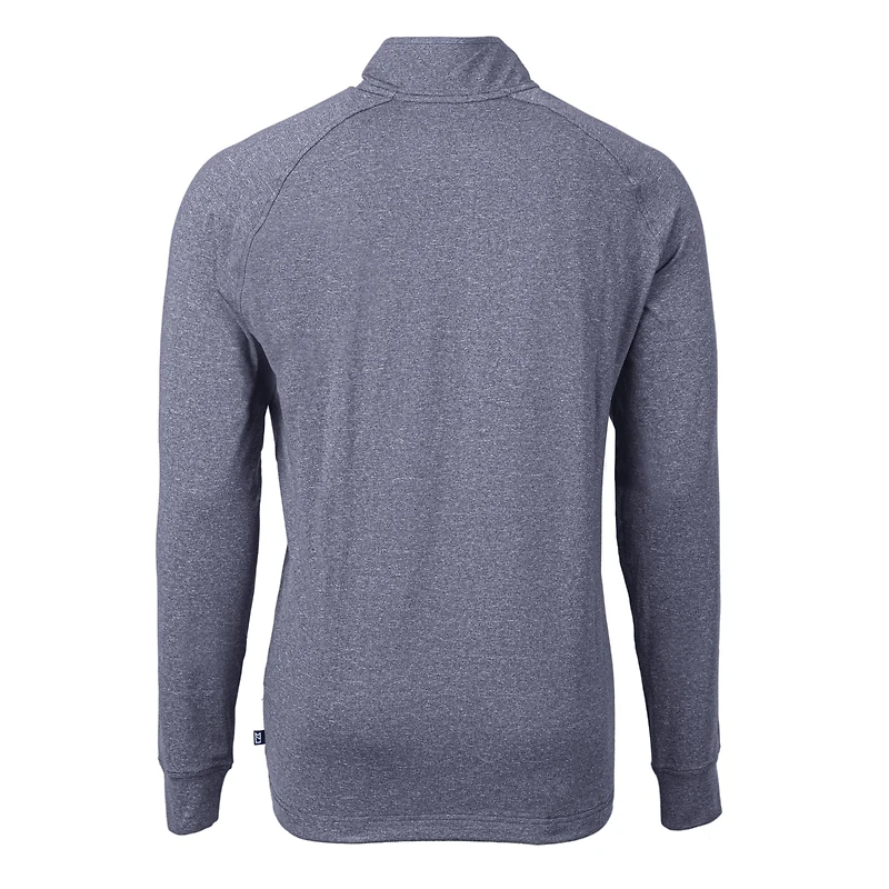 Men's Cutter & Buck Heather Navy Washington Nationals Big Tall Adapt Eco Knit Stretch Recycled Quarter-Zip Pullover Top