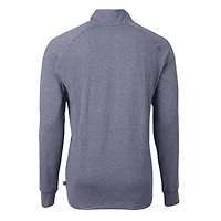 Men's Cutter & Buck Heather Navy Washington Nationals Big Tall Adapt Eco Knit Stretch Recycled Quarter-Zip Pullover Top