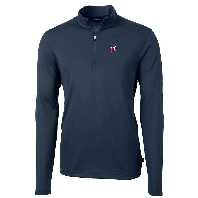 Men's Cutter & Buck Navy Washington Nationals Big Tall Virtue Eco Pique Quarter-Zip Pullover Jacket