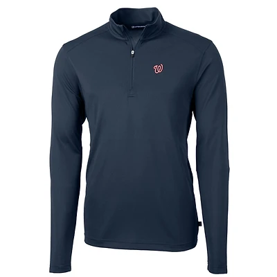 Men's Cutter & Buck Navy Washington Nationals Big Tall Virtue Eco Pique Quarter-Zip Pullover Jacket