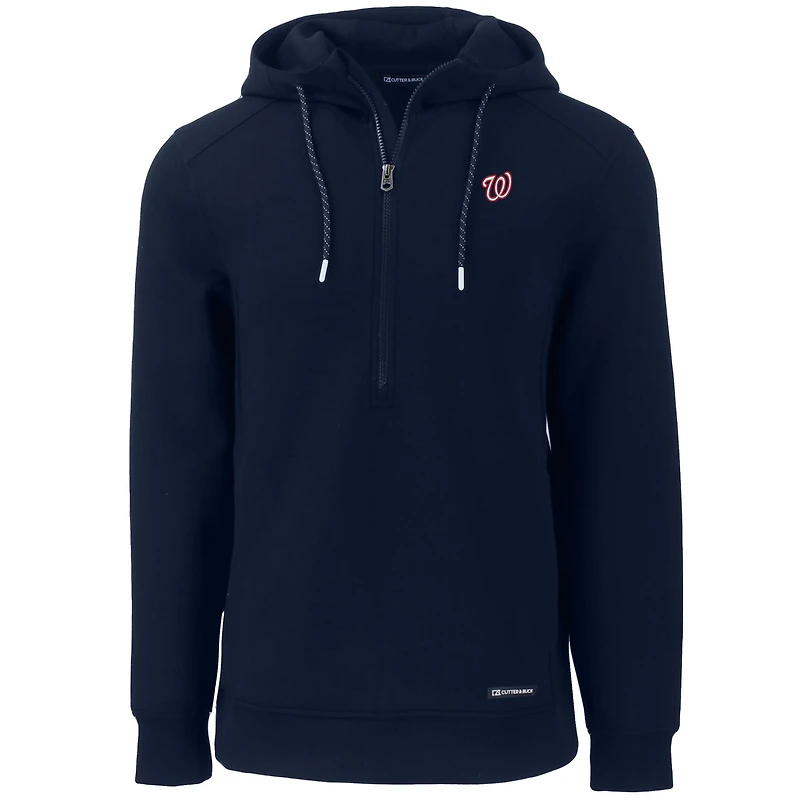 Men's Cutter & Buck  Navy Washington Nationals Roam Eco Half-Zip Recycled Pullover Hoodie