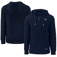 Men's Cutter & Buck  Navy Washington Nationals Roam Eco Half-Zip Recycled Pullover Hoodie