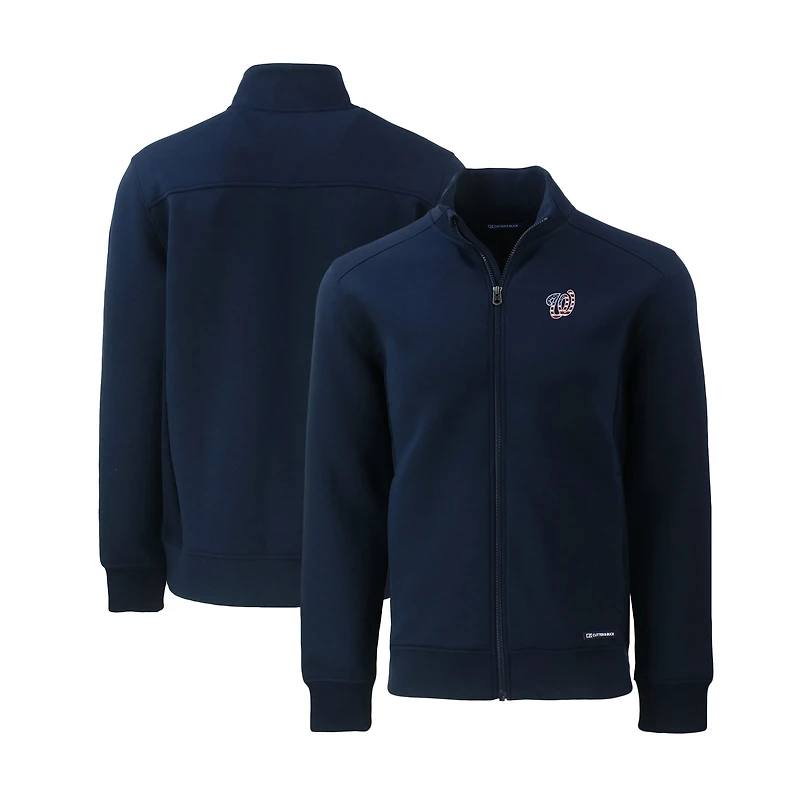 Veste zippée intégrale recyclée pour homme, bleu marine, motif Stars & Stripes Roam des Washington Nationals, Cutter Buck