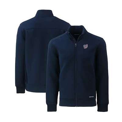 Men's Cutter & Buck Navy Washington Nationals Stars Stripes Roam Eco Recycled Full-Zip Jacket