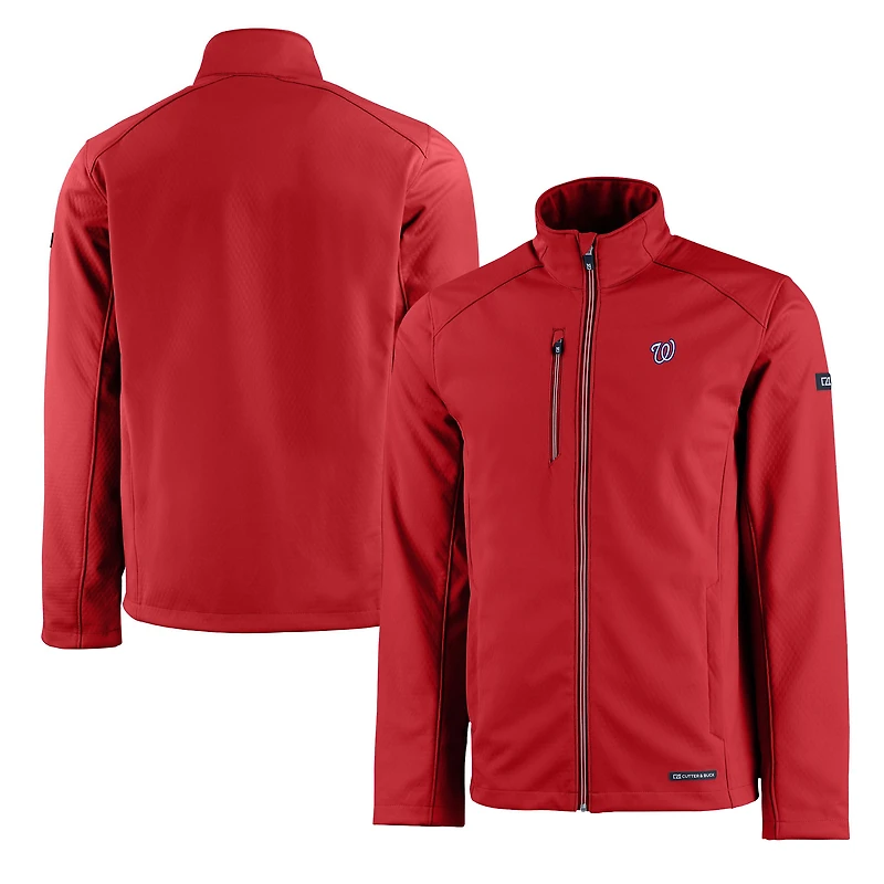 Men's Cutter & Buck Red Washington Nationals Evoke Eco Softshell Recycled Full-Zip Jacket