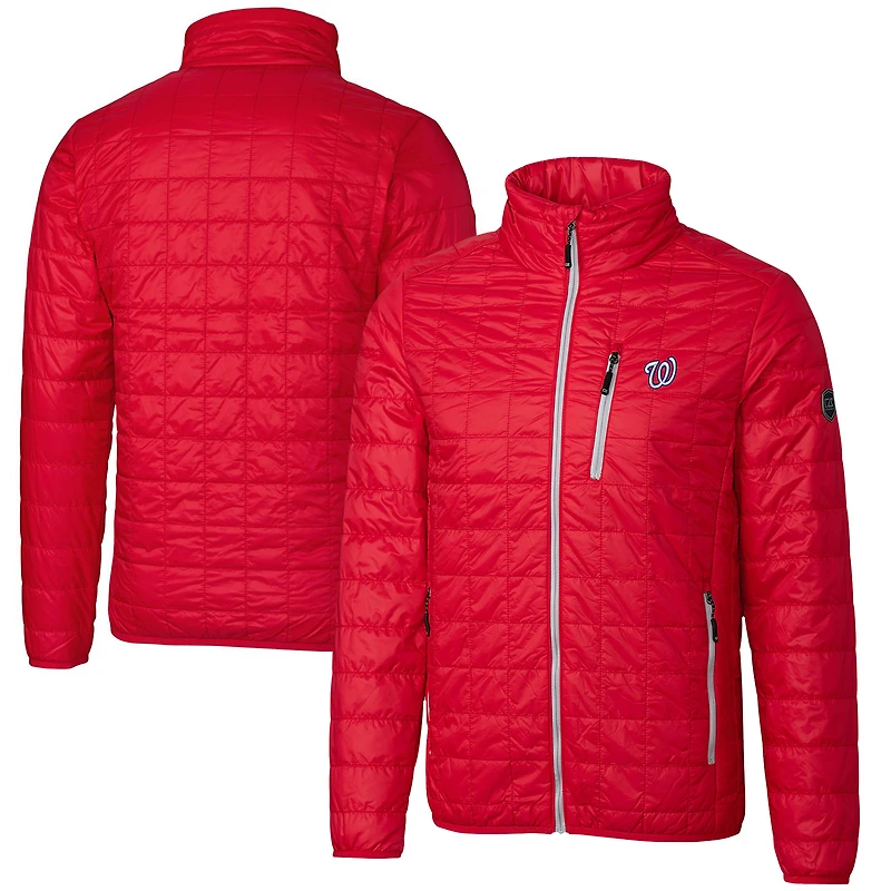 Doudoune zippée intégrale isolée Cutter & Buck Red Washington Nationals Rainier pour homme