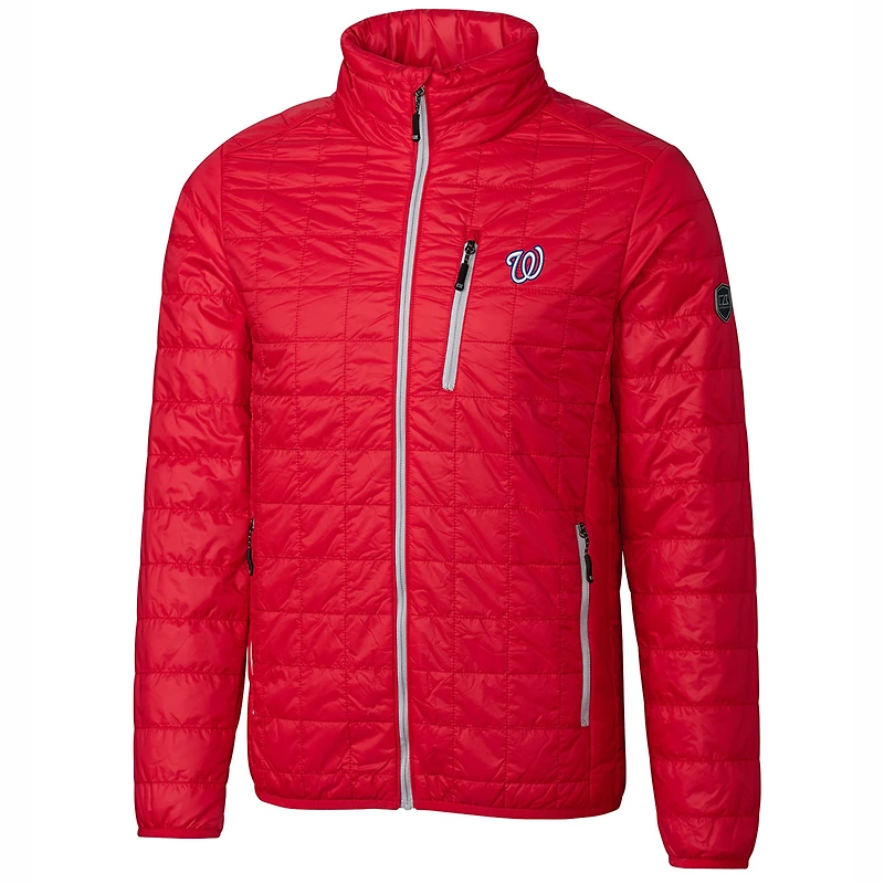 Doudoune zippée intégrale isolée Cutter & Buck Red Washington Nationals Rainier pour homme