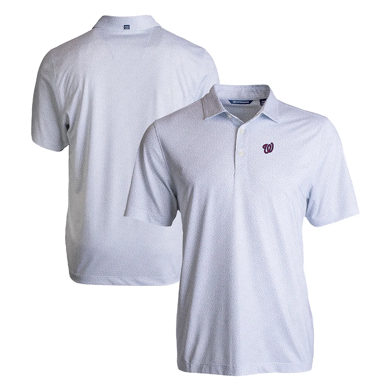 Polo extensible recyclé à imprimé galets Pike Eco pour homme, blanc, Cutter & Buck, Washington Nationals