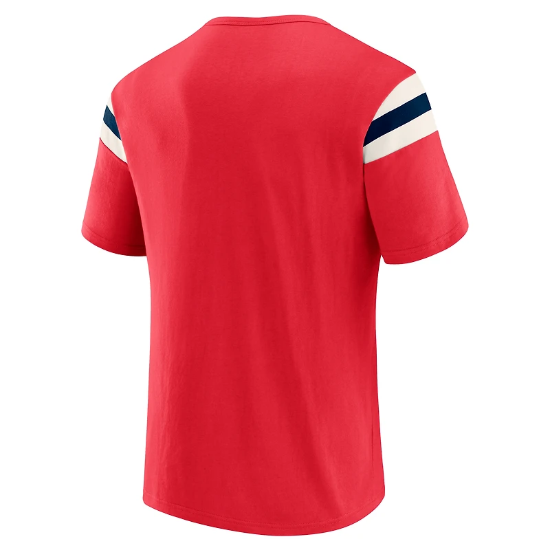 T-shirt rayé à manches vieillies pour homme, collection Darius Rucker par Fanatics, rouge, des Washington Nationals