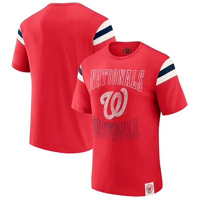 T-shirt rayé à manches vieillies pour homme, collection Darius Rucker par Fanatics, rouge, des Washington Nationals