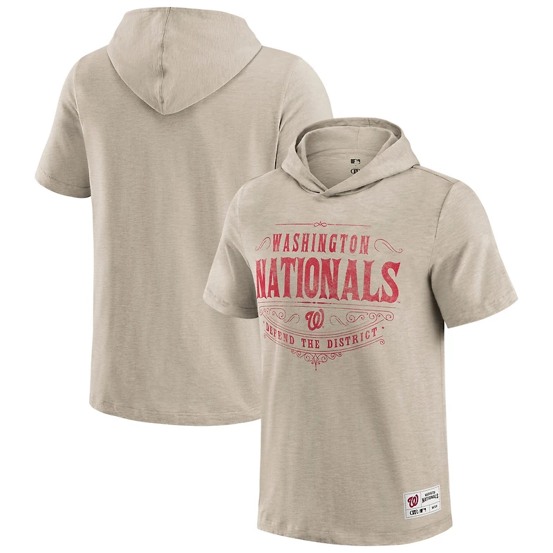 T-shirt à capuche pour homme Darius Rucker Collection by Fanatics, couleur beige, motif Washington Nationals, effet vieilli