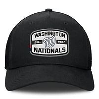 Casquette Snapback de camionneur A-Frame noire avec patch de l'équipe des Nationals de Washington Fanatics pour hommes