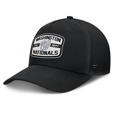 Men's Fanatics Black Washington Nationals Team Patch A-Frame Trucker Snapback Hat