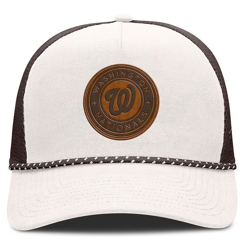 Casquette trucker ajustable Fanatics crème/marron Washington Nationals Level Up Bronco pour homme