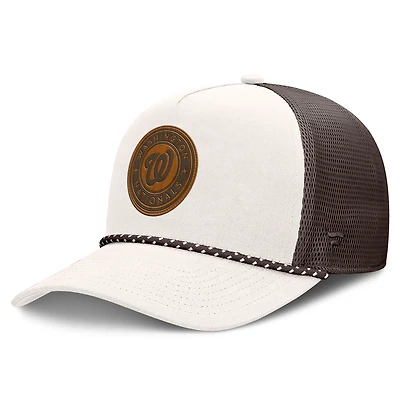 Men's Fanatics Cream/Brown Washington Nationals Level Up Bronco Adjustable Trucker Hat