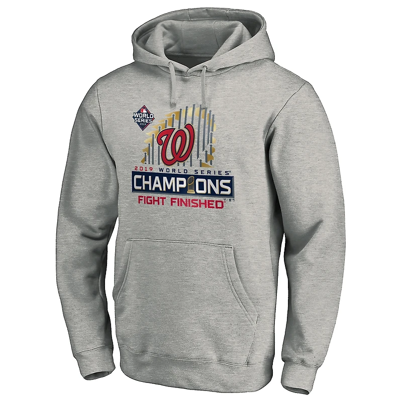 Sweat à capuche ajusté pour hommes Fanatics gris Washington Nationals 2019 World Series Champions Locker Room