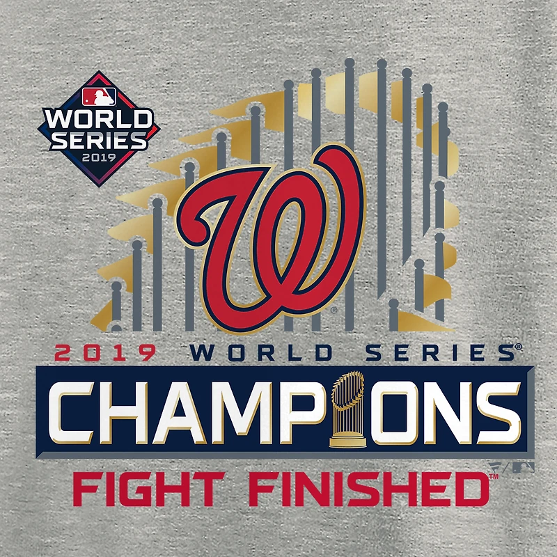 T-shirt pour hommes Fanatics Heather Grey Washington Nationals Champions de la Série mondiale 2019 Big & Tall Locker Room