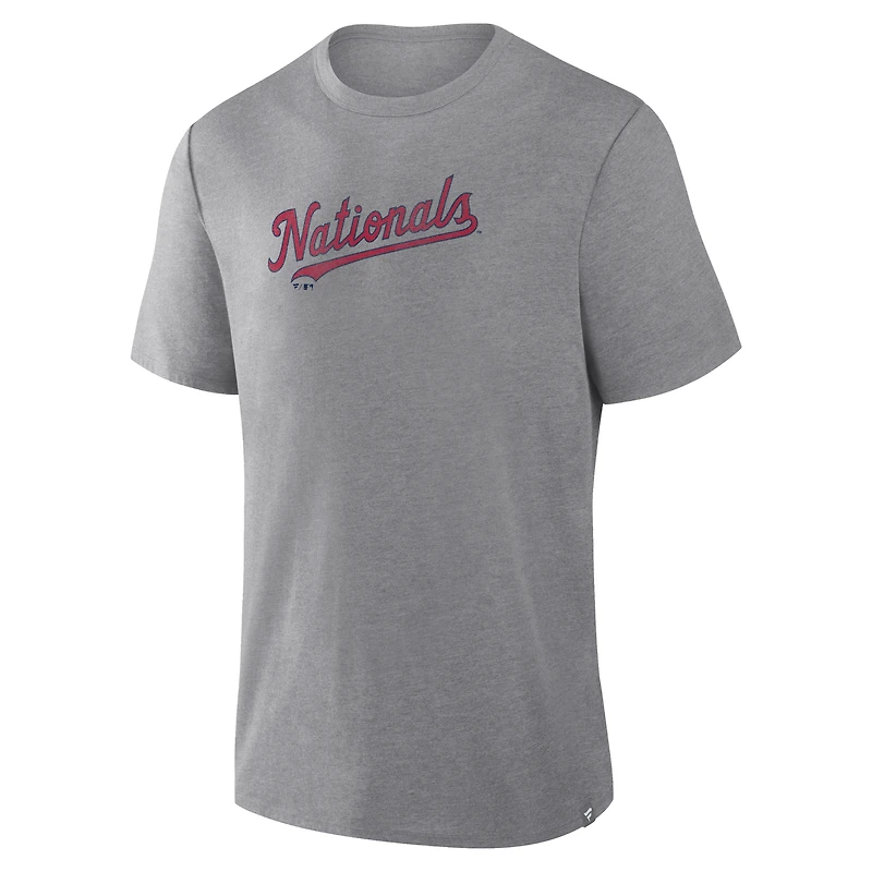 Men's Fanatics Heather Gray Washington Nationals Play Tribute Tri-Blend T-Shirt