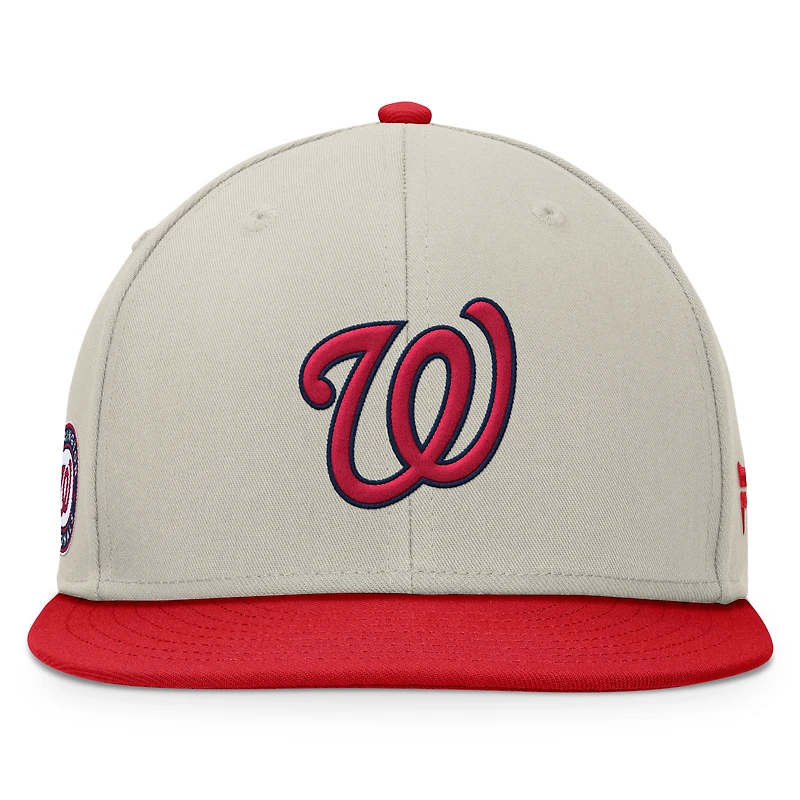 Casquette snapback bicolore fanatiques kaki/rouge de l'équipe des Nationals de Washington pour hommes