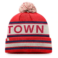 Men's Fanatics Red/Natural Washington Nationals Hometown Slogan Cuffed Knit Hat with Pom