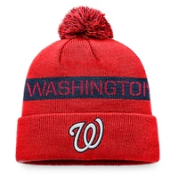 Men's Fanatics Red/Navy Washington Nationals League Logo Cuffed Knit Hat with Pom
