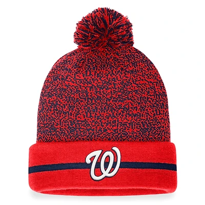 Men's Fanatics Red/Navy Washington Nationals Space-Dye Cuffed Knit Hat with Pom