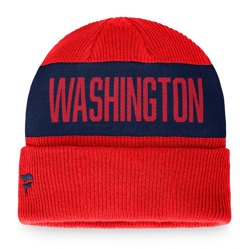 Men's Fanatics Red/Navy Washington Nationals Wordmark Cuffed Knit Hat