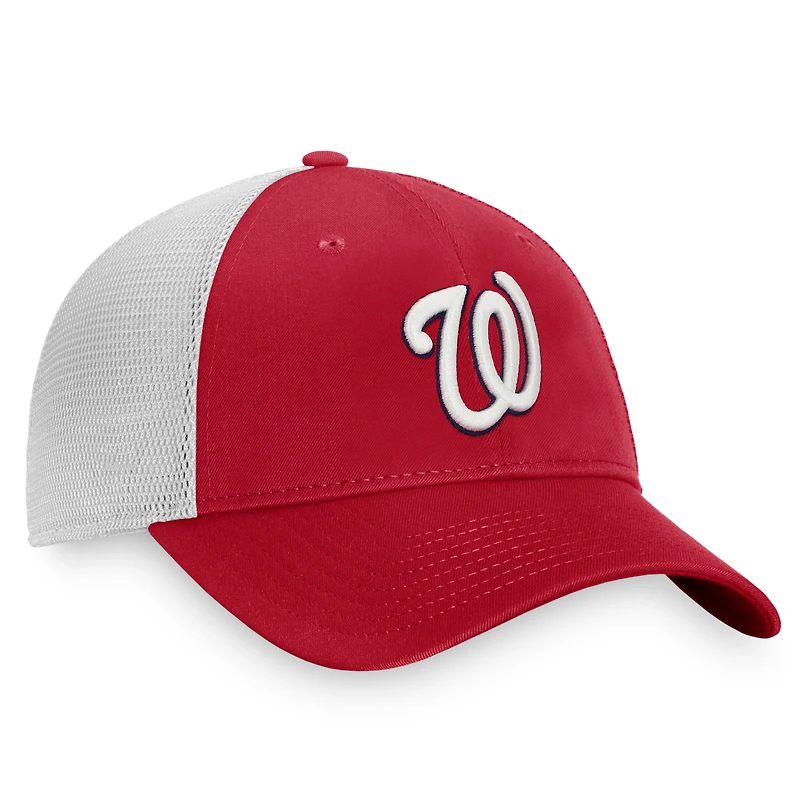 Casquette de camionneur structurée Fanatics rouge/blanc Washington Nationals Core Snapback pour hommes