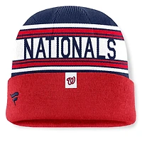 Bonnet en tricot à revers à rayures fondamentales des Nationals de Washington pour hommes Fanatics Red
