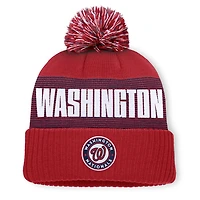 Bonnet à revers rayé rouge Washington Nationals pour homme, avec pompon