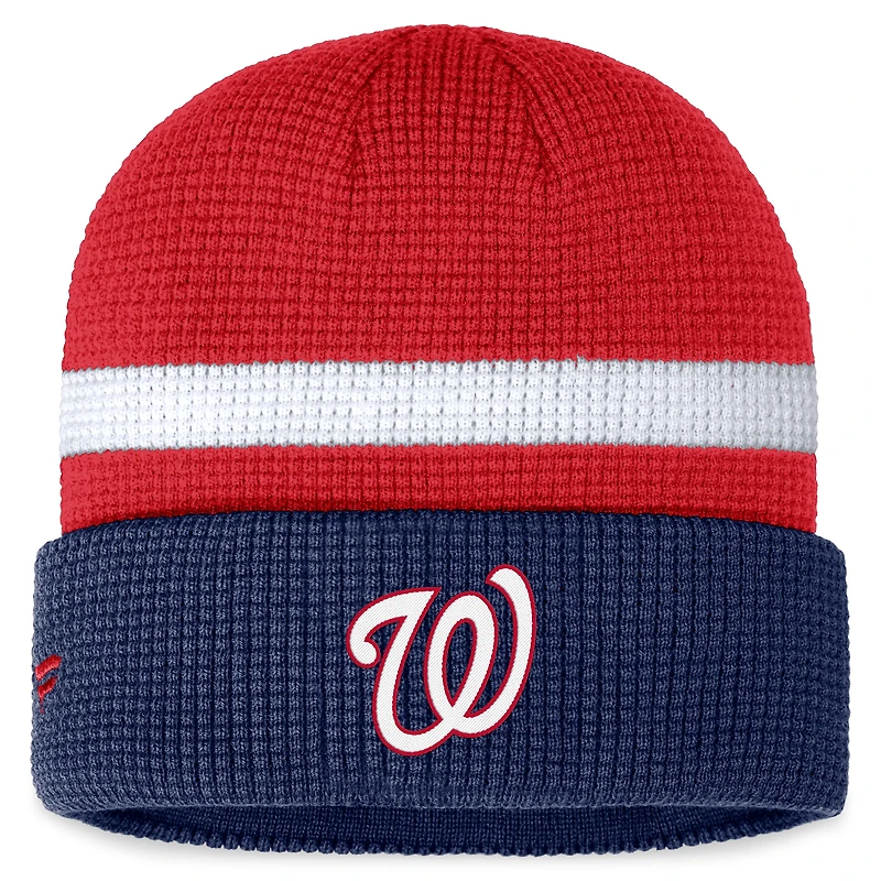 Bonnet en tricot à revers gaufré Fanatics Red Washington Nationals pour hommes