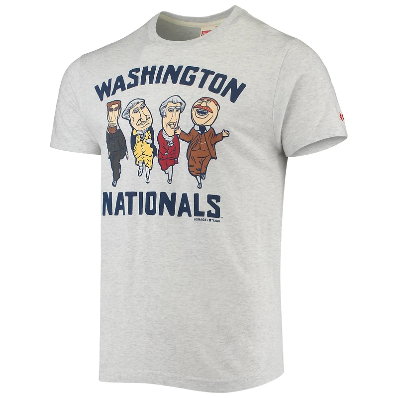 T-shirt à trois mélanges hyper local des Nationals de Washington Hommage gris chiné pour homme