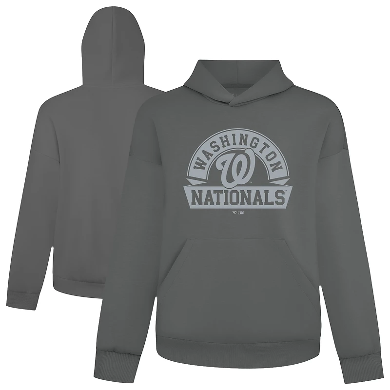 Men's Levelwear Gray Washington Nationals Luxe Signature Banner Arch Pullover Hoodie