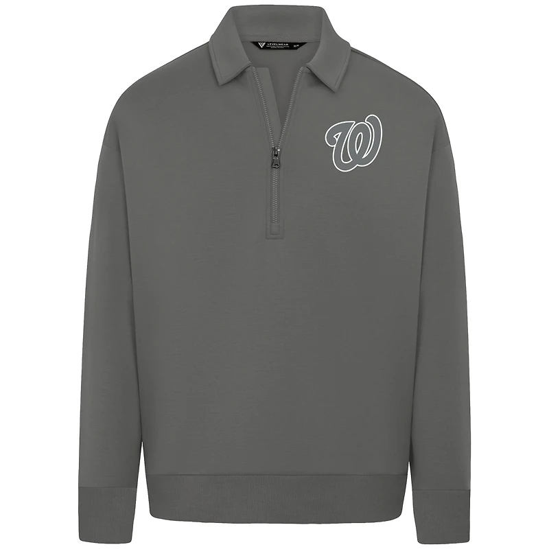 Men's Levelwear Gray Washington Nationals Luxe Signature Quarter-Zip Pullover
