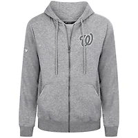 Men's Levelwear Gray Washington Nationals Podium Banner Arch Full-Zip Hoodie