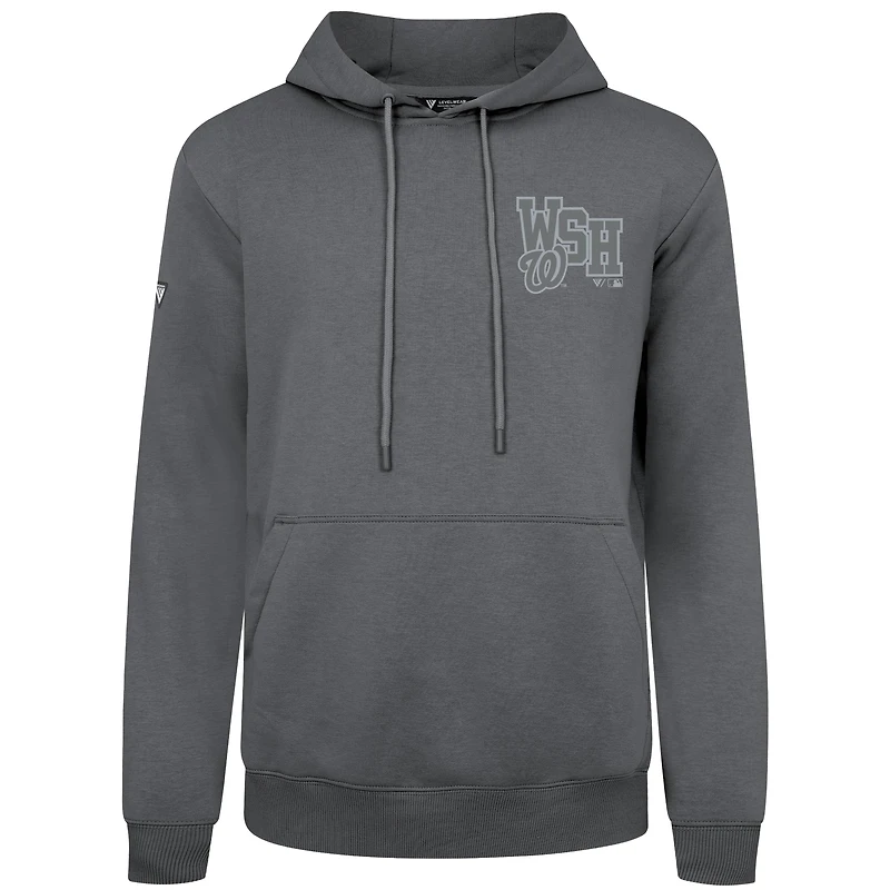 Men's Levelwear Gray Washington Nationals Podium Grain Pullover Hoodie