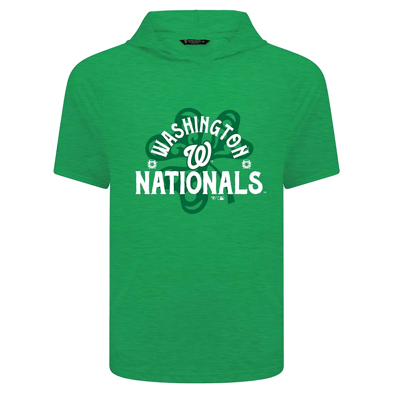 T-shirt à capuche manches courtes et imprimé trèfle de la Saint-Patrick des Nationals Washington pour homme Levelwear